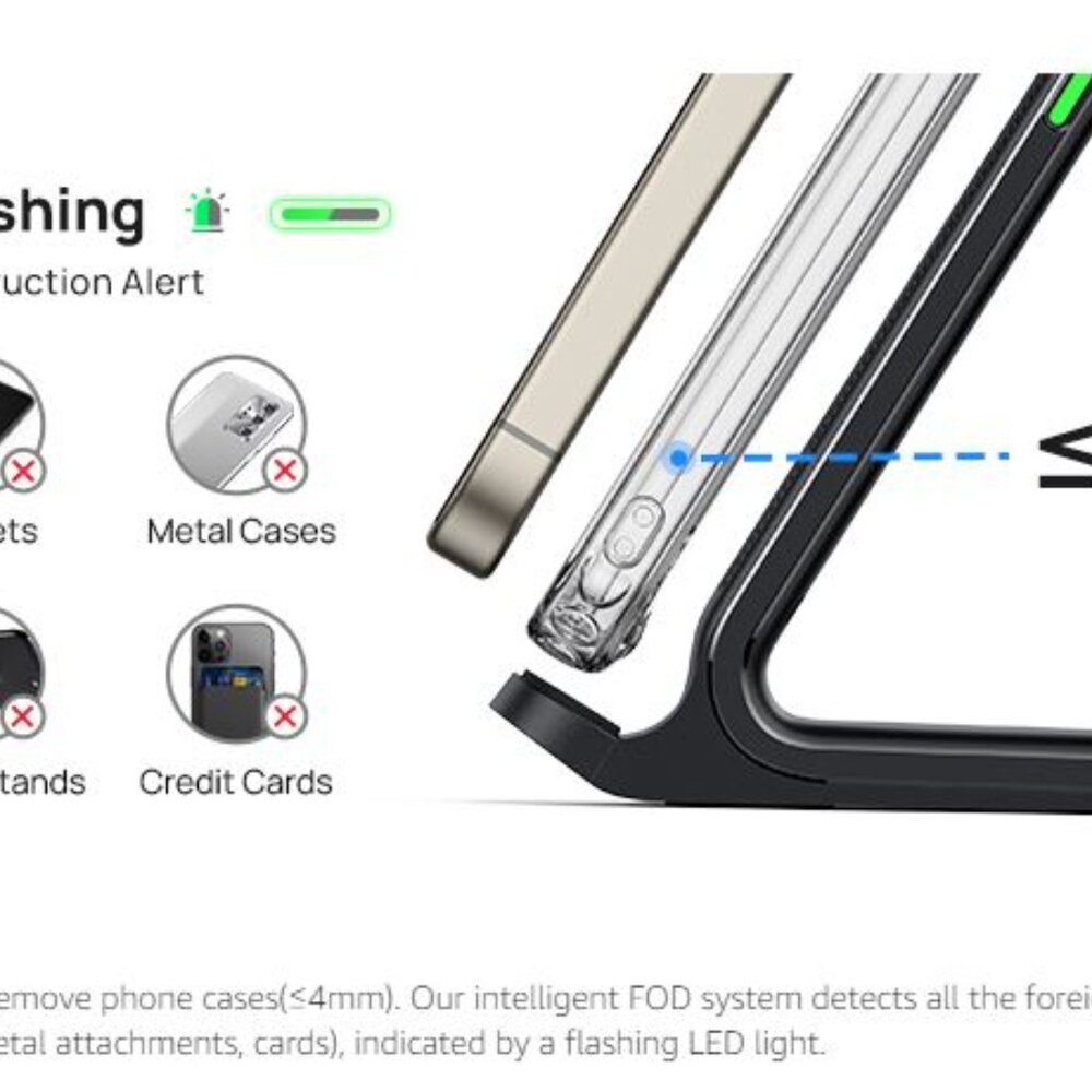 INIU Wireless Charger, 15W Fast Qi-Certified Wireless Charging Stand - Picture 3 of 10